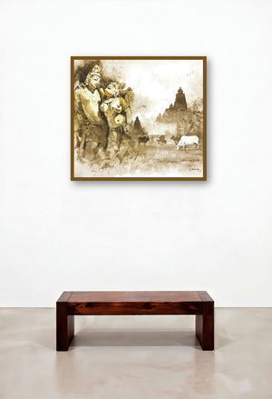 Mystic Love (Eternal Embrace) by artist Kudalayya Hiremath displayed in a Industrial Library