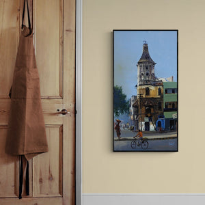 In-situ view of Bijay Biswaal's 'Nagpur Morning' painting in a room