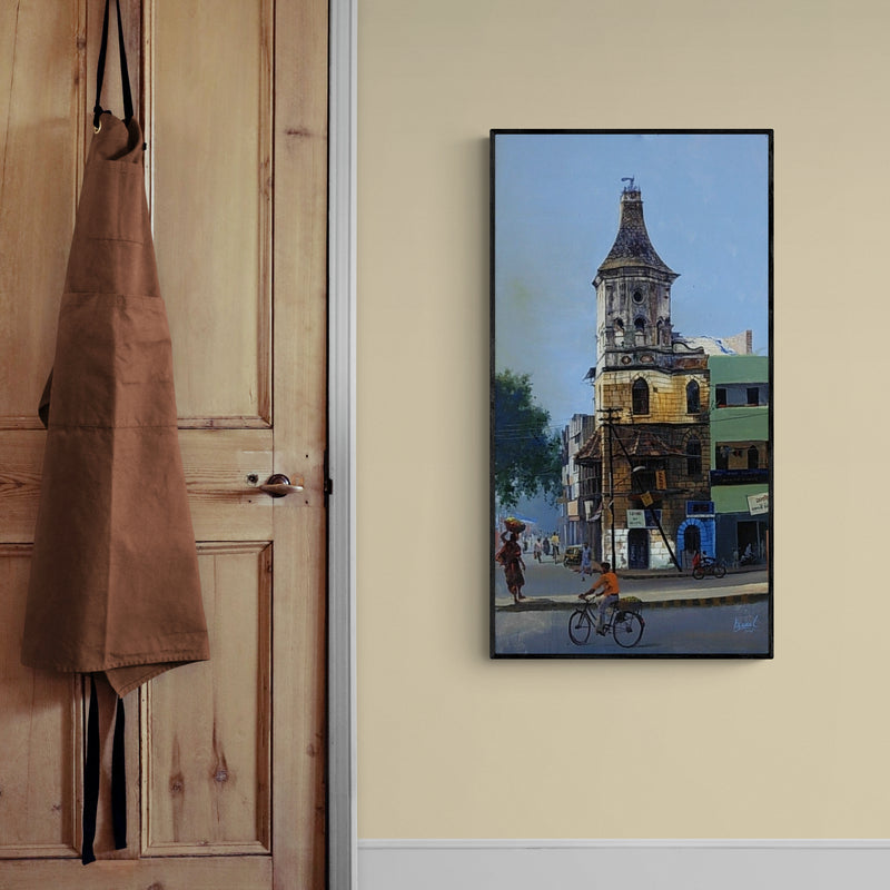 In-situ view of Bijay Biswaal's 'Nagpur Morning' painting in a room