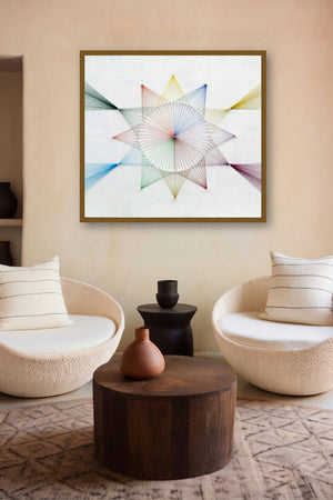 Naild It Series No 11 (String Art Star Design) by artist Sumit Mehndiratta displayed in a Minimalist gallery