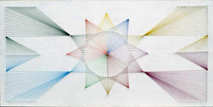 Naild It Series No 11 (String Art Star Design) by Sumit Mehndiratta, Original Wood Abstract Painting on Wood, Large Horizontal Wall Art