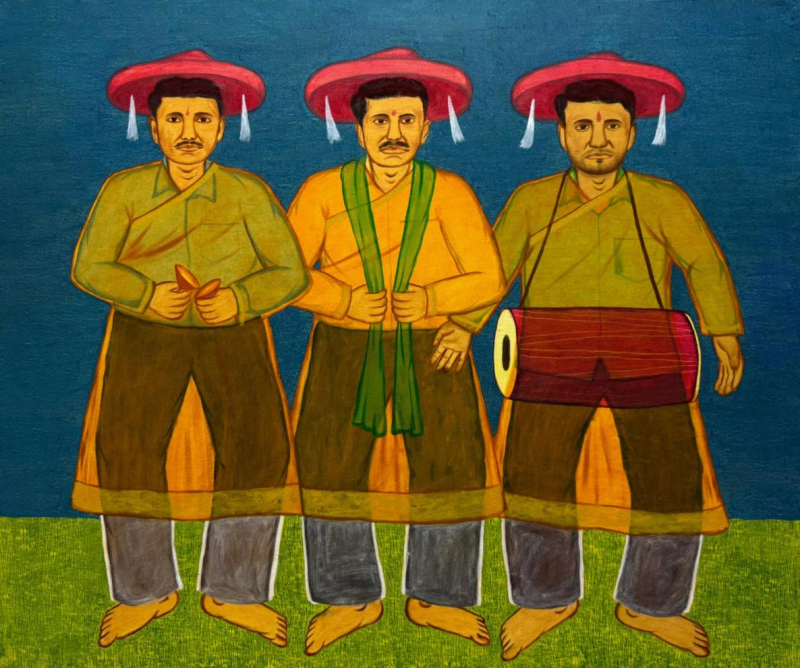 Naman 4' religious oil painting by artist Ashwin Khapare, 30x36 inch, on canvas