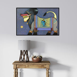 In-situ view of Ashok Rathod's 'Nandi 3 (Nandi's Divine Vision)' painting in a room