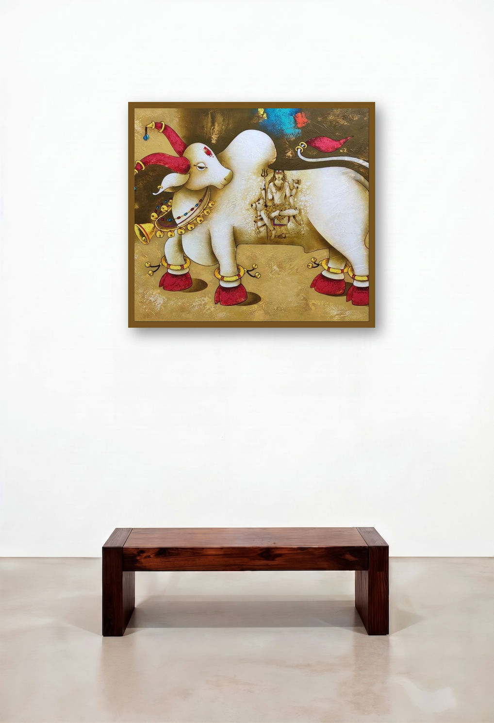 Nandi Bull 2 (Nandi The Divine Bull) by artist Paras Parmar displayed in a Modern Home Office