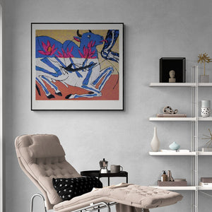 Preview of 'Nandi Cure (Sacred Bull)' Painting by Amit Ambalal shown on a wall in a furnished room.