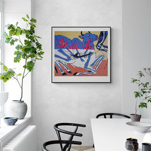 In-situ view of Amit Ambalal's 'Nandi Cure (Sacred Bull)' painting in a room