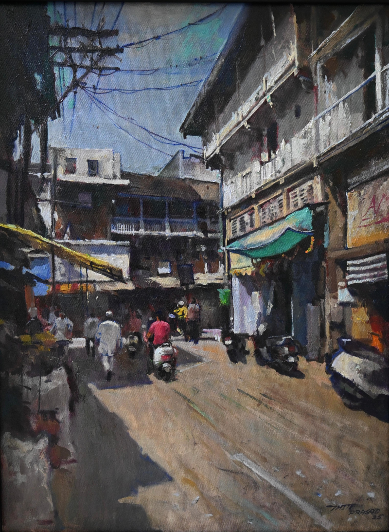 Nashik' cityscape oil painting by artist Prasad Thite, 24x18 inch, on canvas