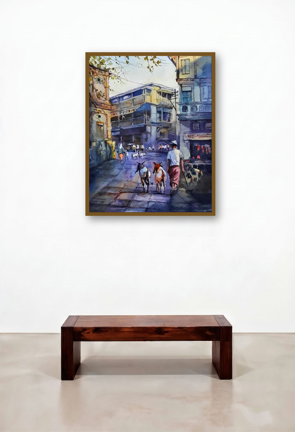 Nashik Bazaar by artist Jitendra Divte displayed in a Elegant Reception Area