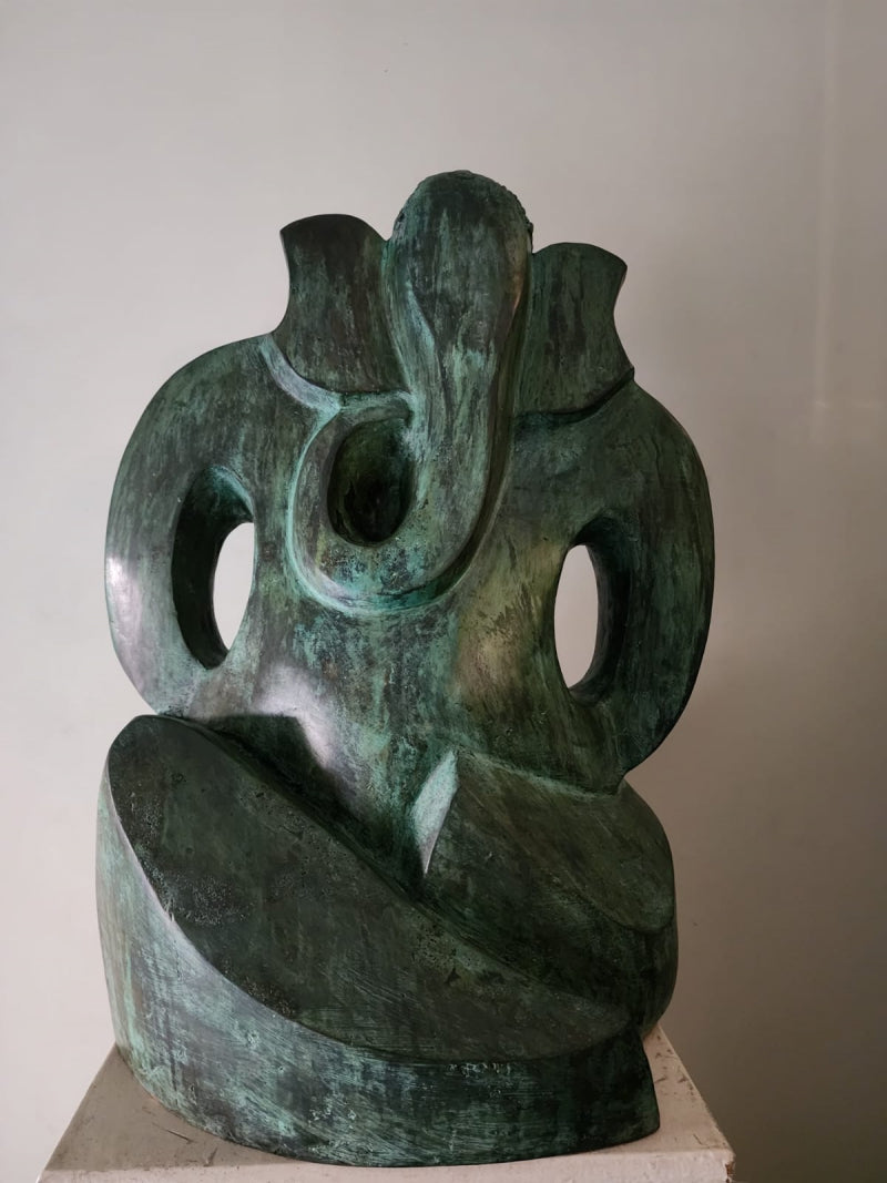 Natkhat Ganesha' religious Bronze sculpture by artist Renu Khandelwal, 25x20 inch, on bronze