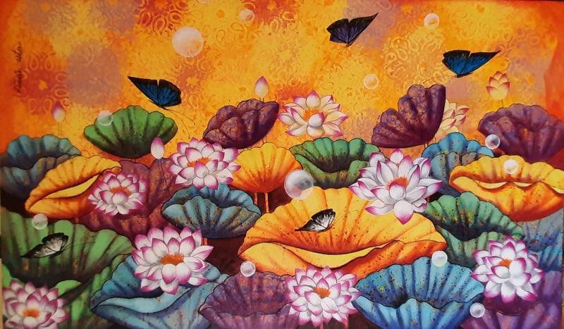 Nature acrylic painting titled 'Nature 1', 30x50 inches, by artist Pravin Utge on Canvas