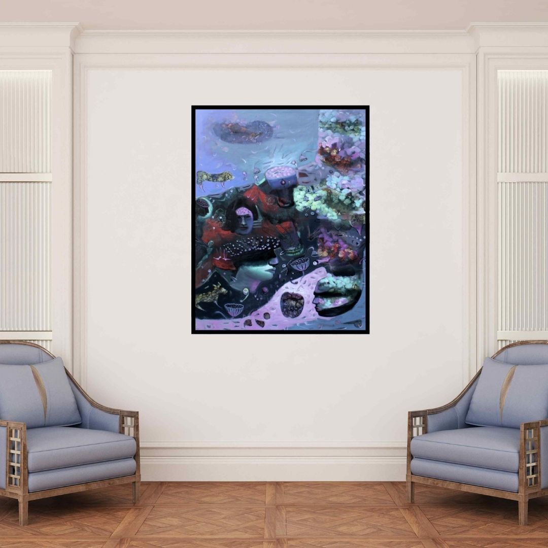 In-situ view of Sanjay Sahani's 'Nature 2 (Dreamscape)' painting in a room