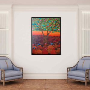 In-situ view of Sadaf Beg Khan's 'Nature (Tree of Life)' painting in a room