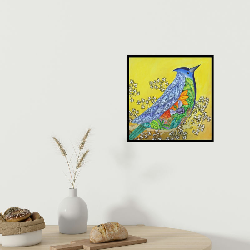 In-situ view of Raghu Akula's 'Nature 36 (A Symphony of Life)' painting in a room