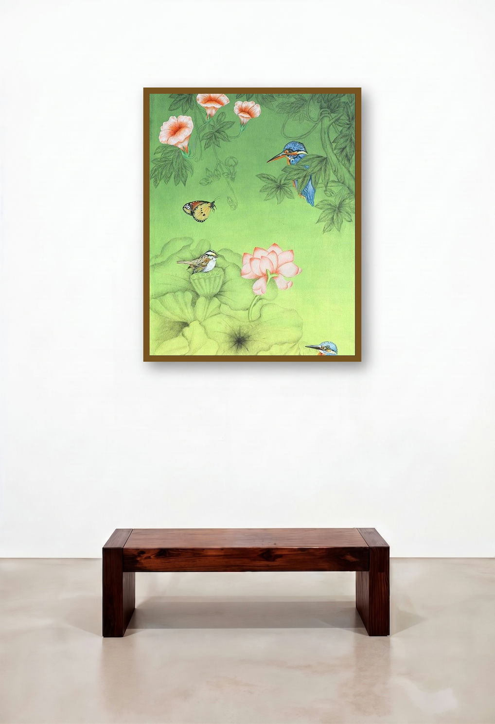 Nature 39 (Serene Sanctuary) by artist Raghu Akula displayed in a Contemporary Study