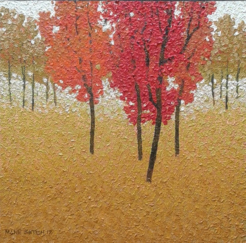 Landscape oil painting titled 'Nature 9', 12x12 inches, by artist Satish Mane on Canvas