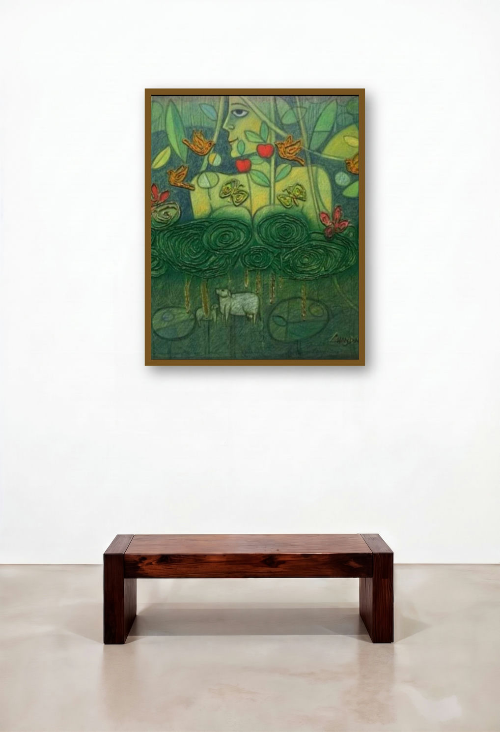 Nature Godess (The Garden of Eden) by artist Chandana Bhattacharjee displayed in a Classic Foyer