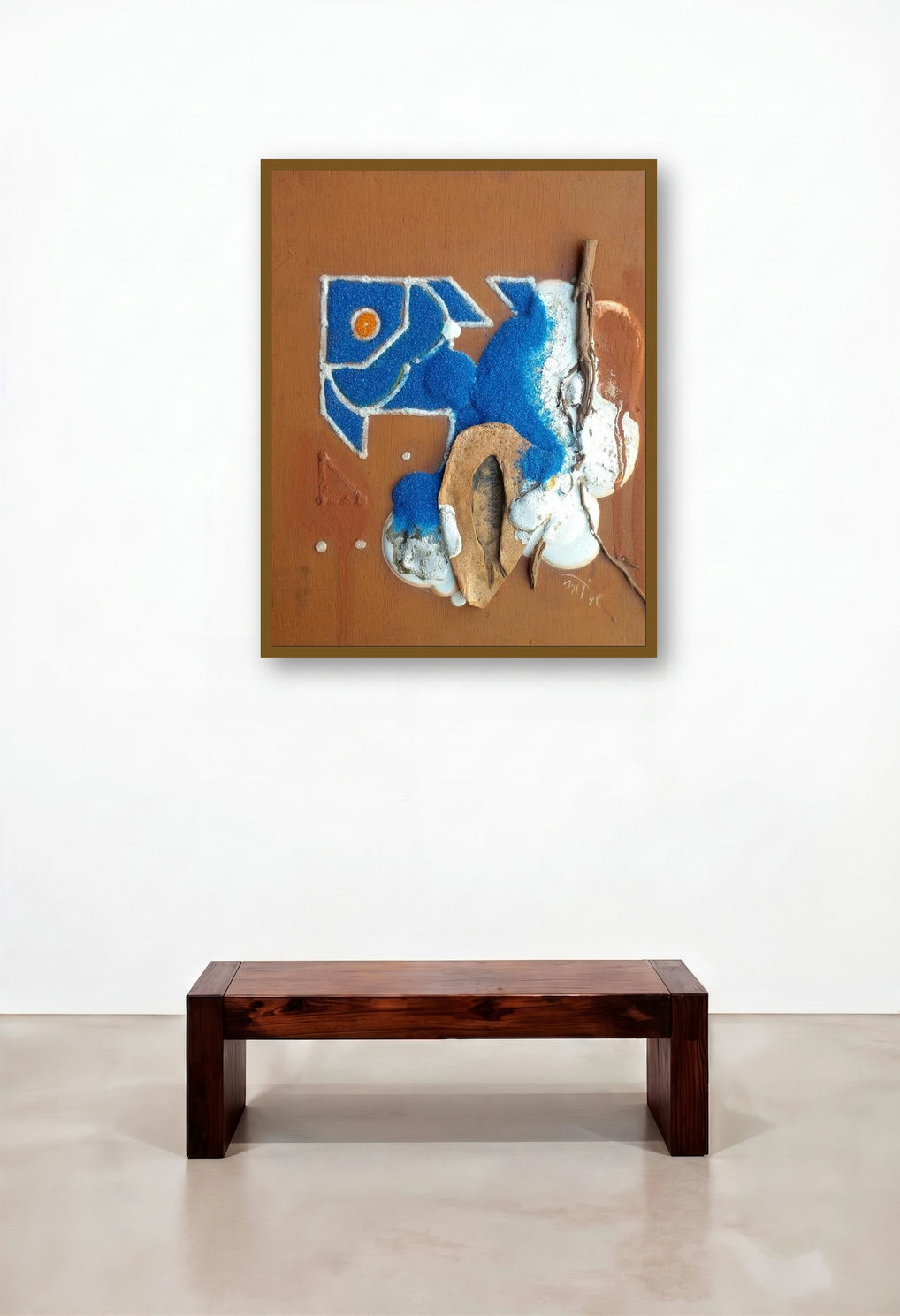 Nature Human And Culture 2 (Abstract 1) by artist Onkar Kshirsagar displayed in a Japandi Foyer