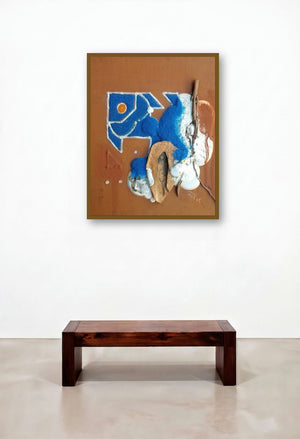 Nature Human And Culture 2 (Abstract 1) by artist Onkar Kshirsagar displayed in a Japandi Foyer