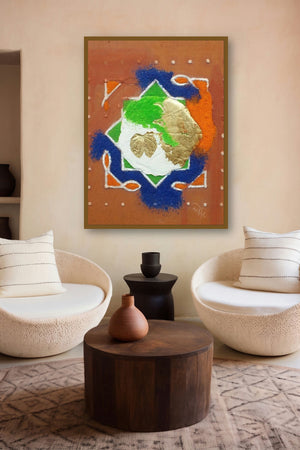 Nature Human And Culture 5 (Mandala 4) by artist Onkar Kshirsagar displayed in a Museum Style gallery
