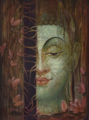 Religious oil painting titled 'Nature is God', 36x48 inches, by artist Durshit Bhaskar on Canvas
