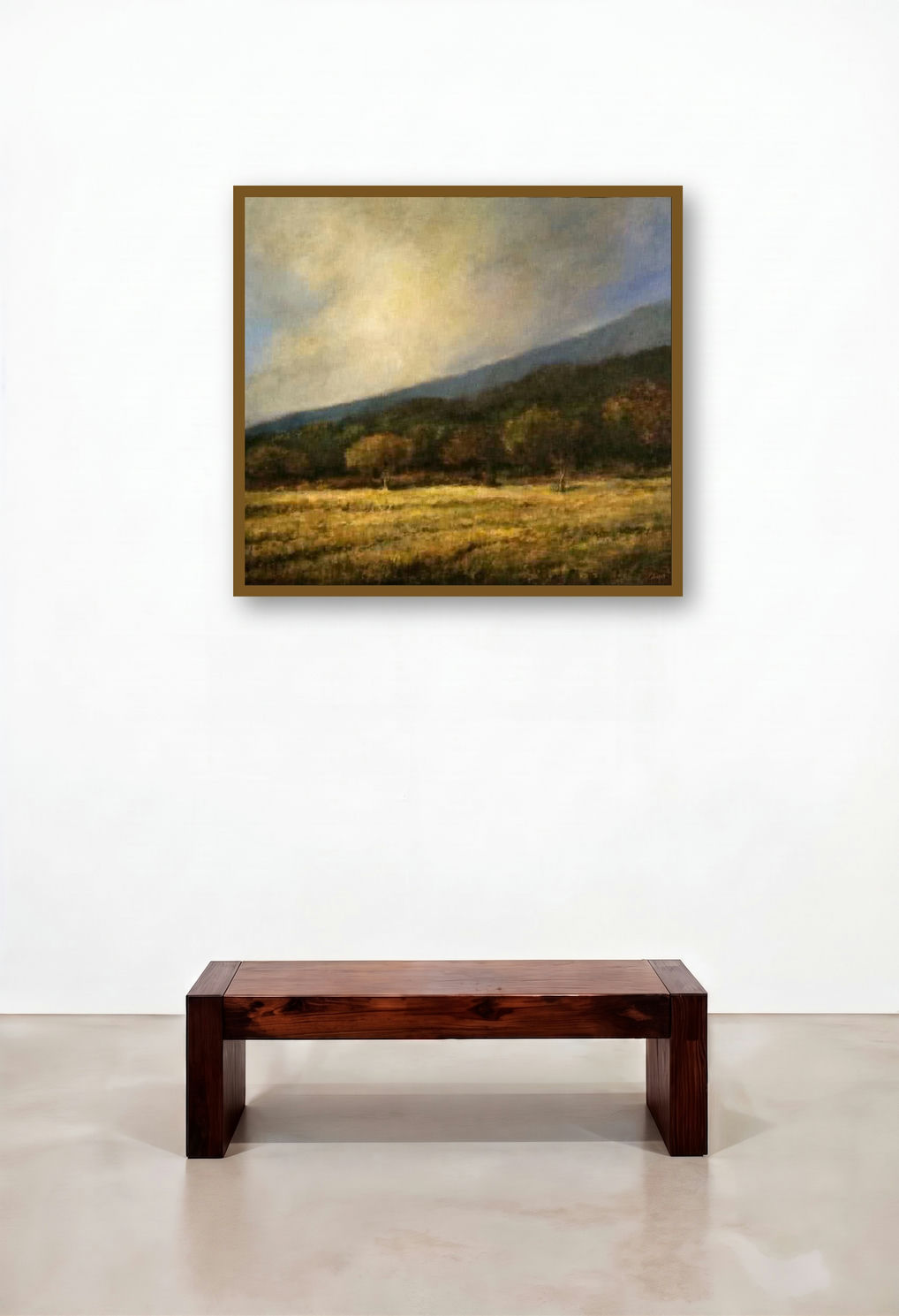 Nature Landscape (Golden Light on the Field) by artist Biju Thomas displayed in a Art Deco Penthouse