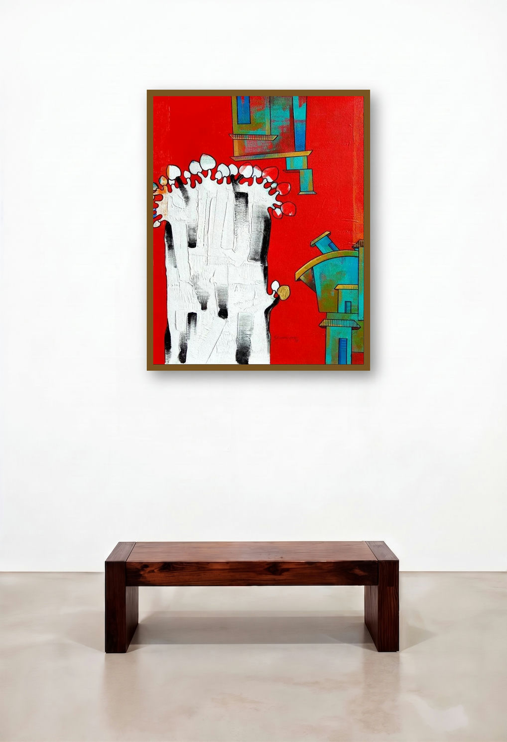 Nature Movement 11 (Urban Bloom) by artist Shankar Lohar displayed in a Designer Bedroom