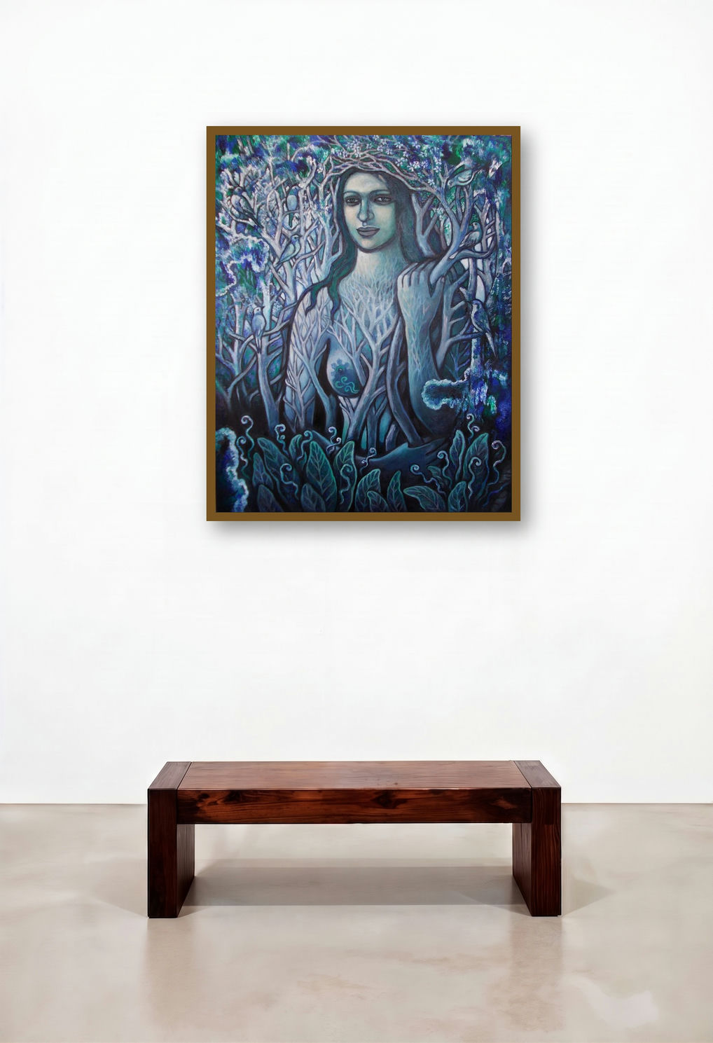 Nature Of Beauty2 (Gaias Embrace) by artist Rupchand Kundu displayed in a Classic Bedroom