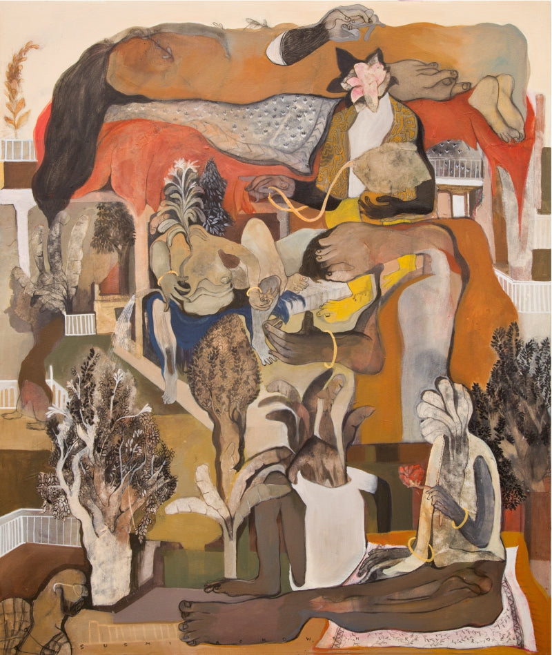 'Nature Unity 1' contemporary mixed-media painting by artist Susmita Chowdhury, 30x36 inch, on canvas