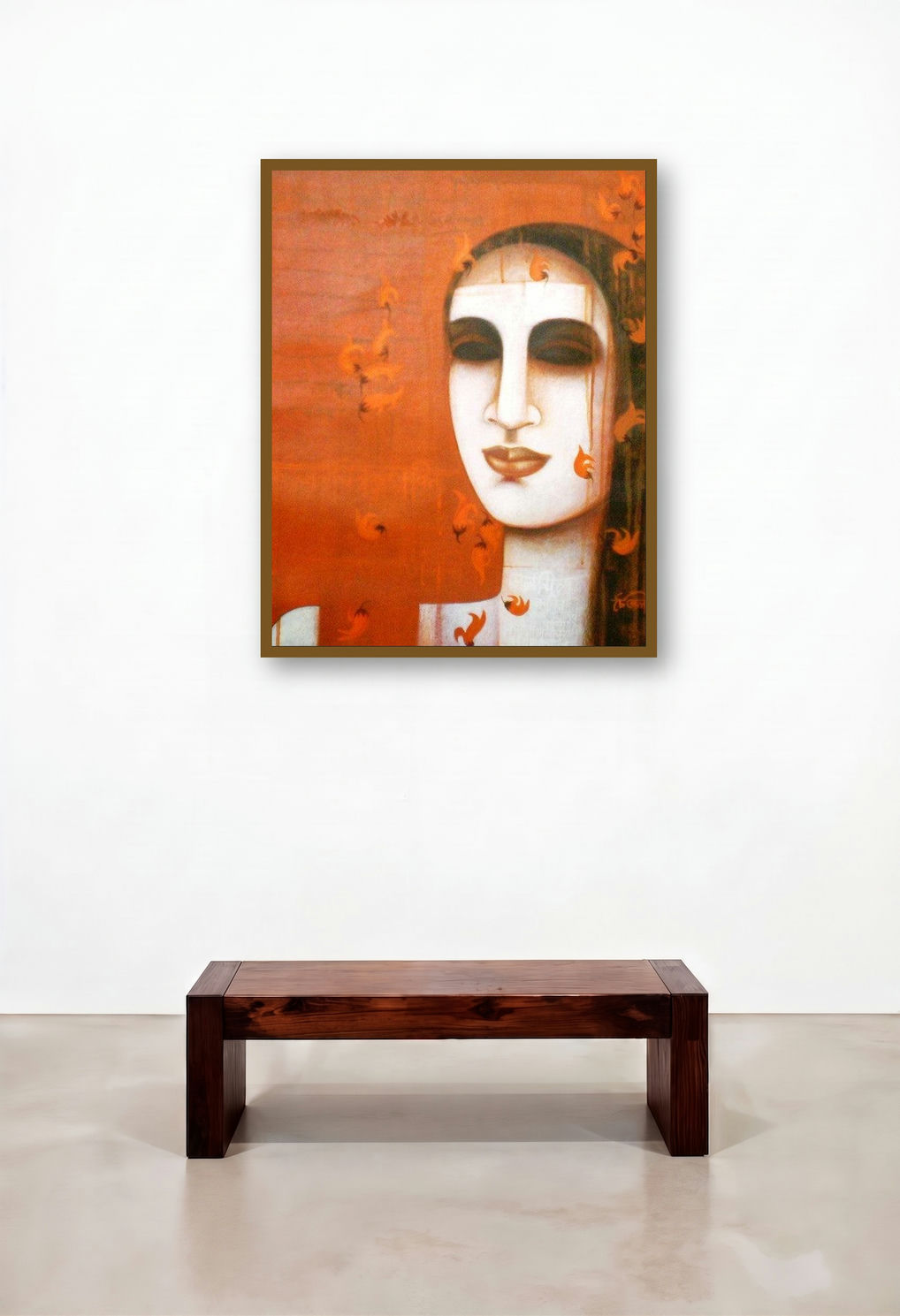 Nautanki Series 6 (Serene Face) by artist Chaitali Mukherjee displayed in a Transitional Lounge