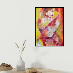 Madan Lal's 'The Nayika (Cosmic Connection**)' painting visualized above a sofa in a contemporary room.