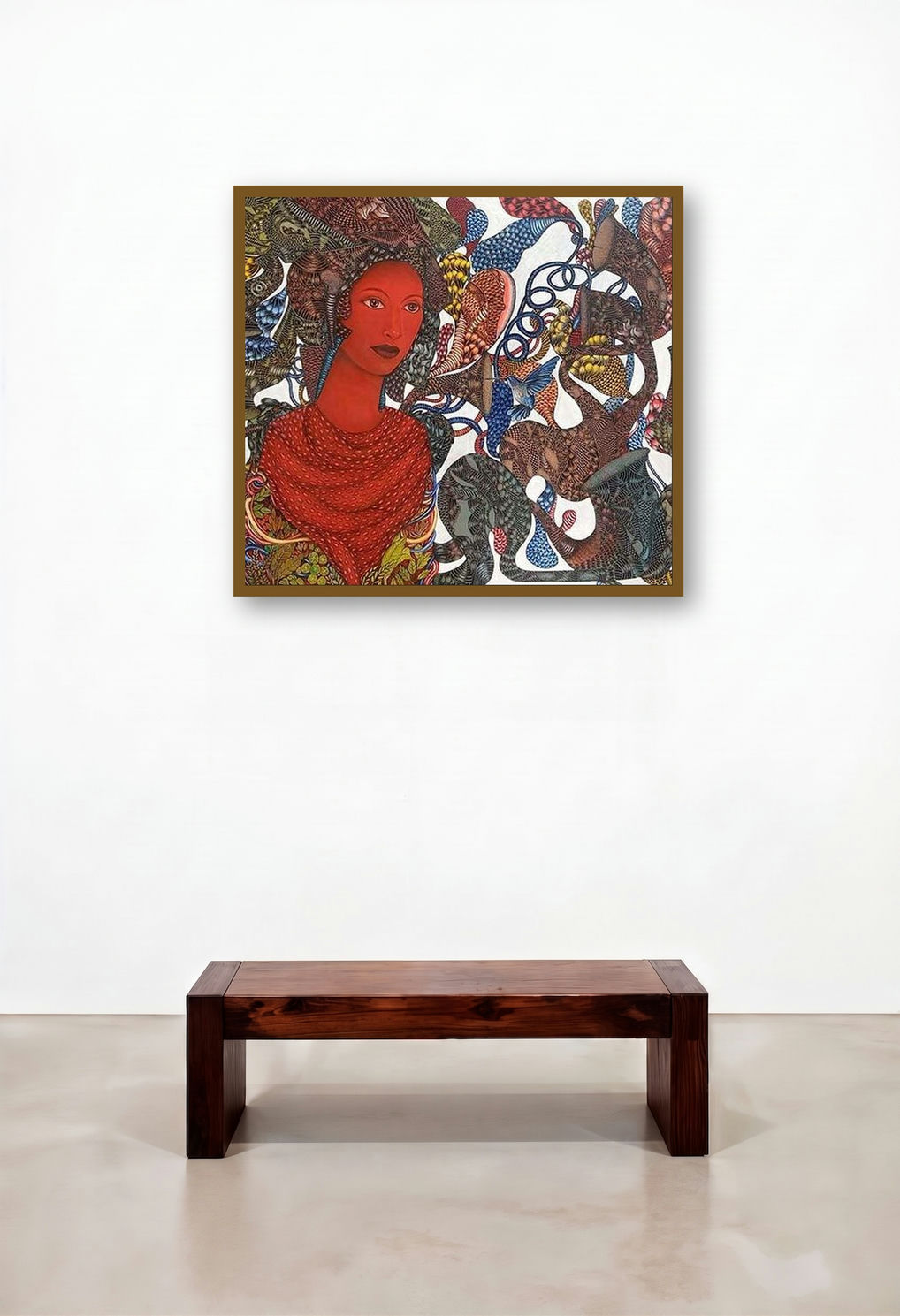 Nayika 4 by artist Umed Rawat displayed in a Contemporary Luxury Living Room