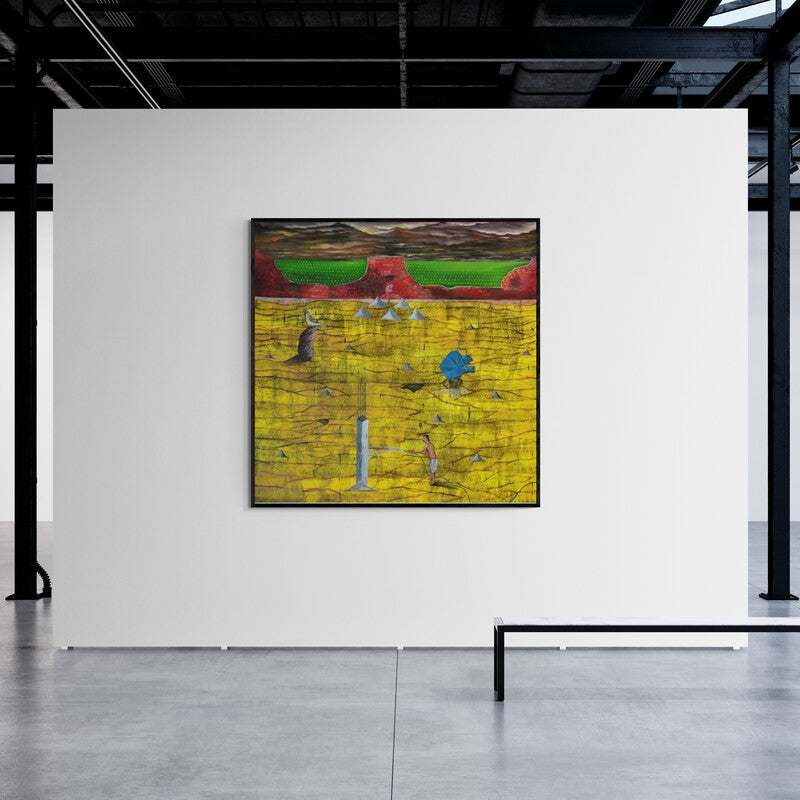 In-situ view of Ashish Kushwaha's 'Nearing Extinction (Cultivated Abstraction)' painting in a room