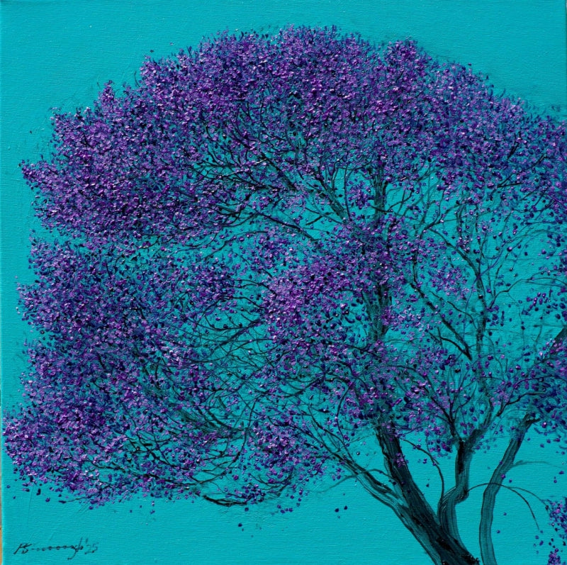 'Neelmohar' nature oil painting by artist Pardeep Singh, 20x20 inch, on canvas