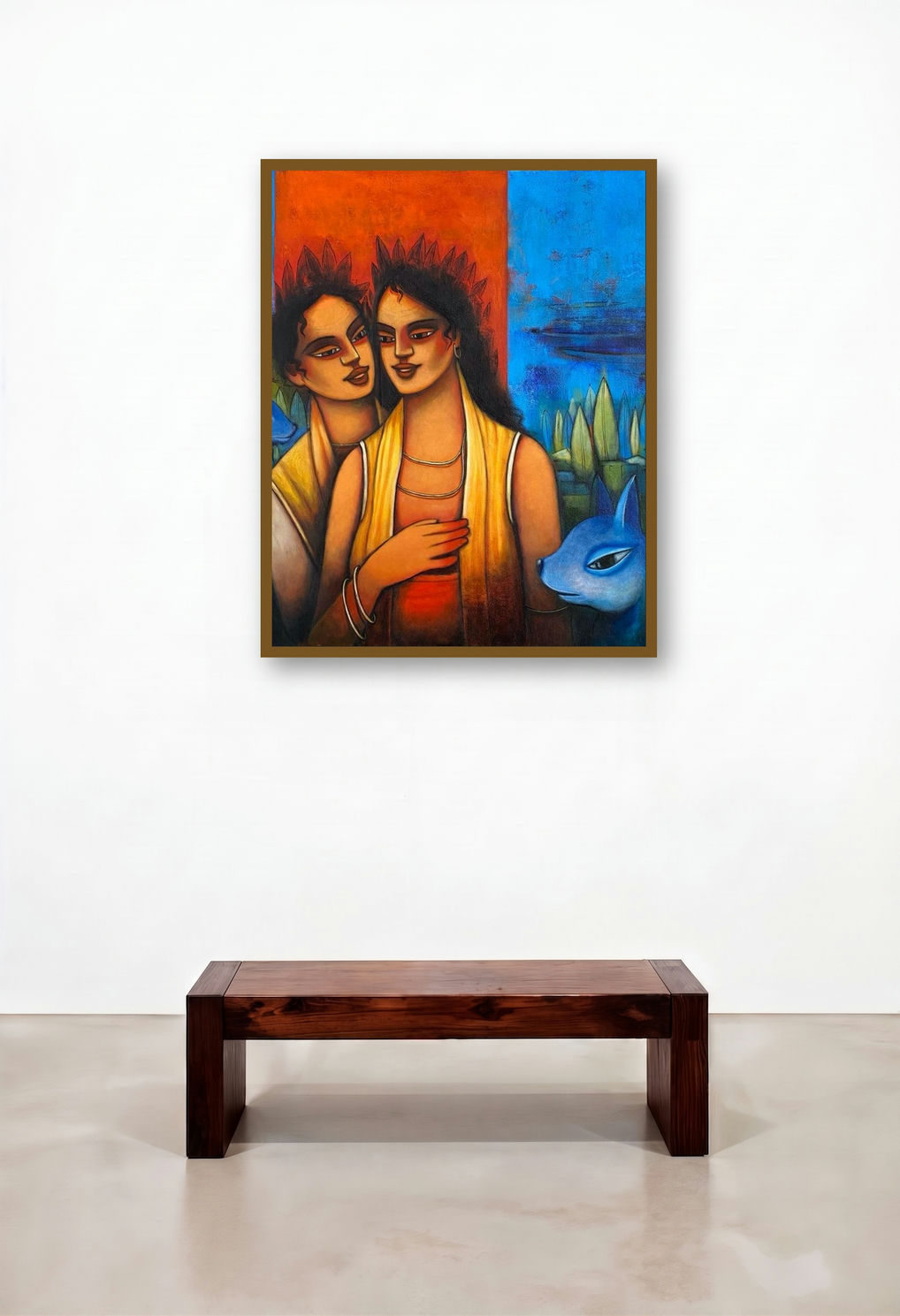New Couple 2 (A Tale of Two Souls) by artist Aniruddha Sarker displayed in a Modern Dining Room