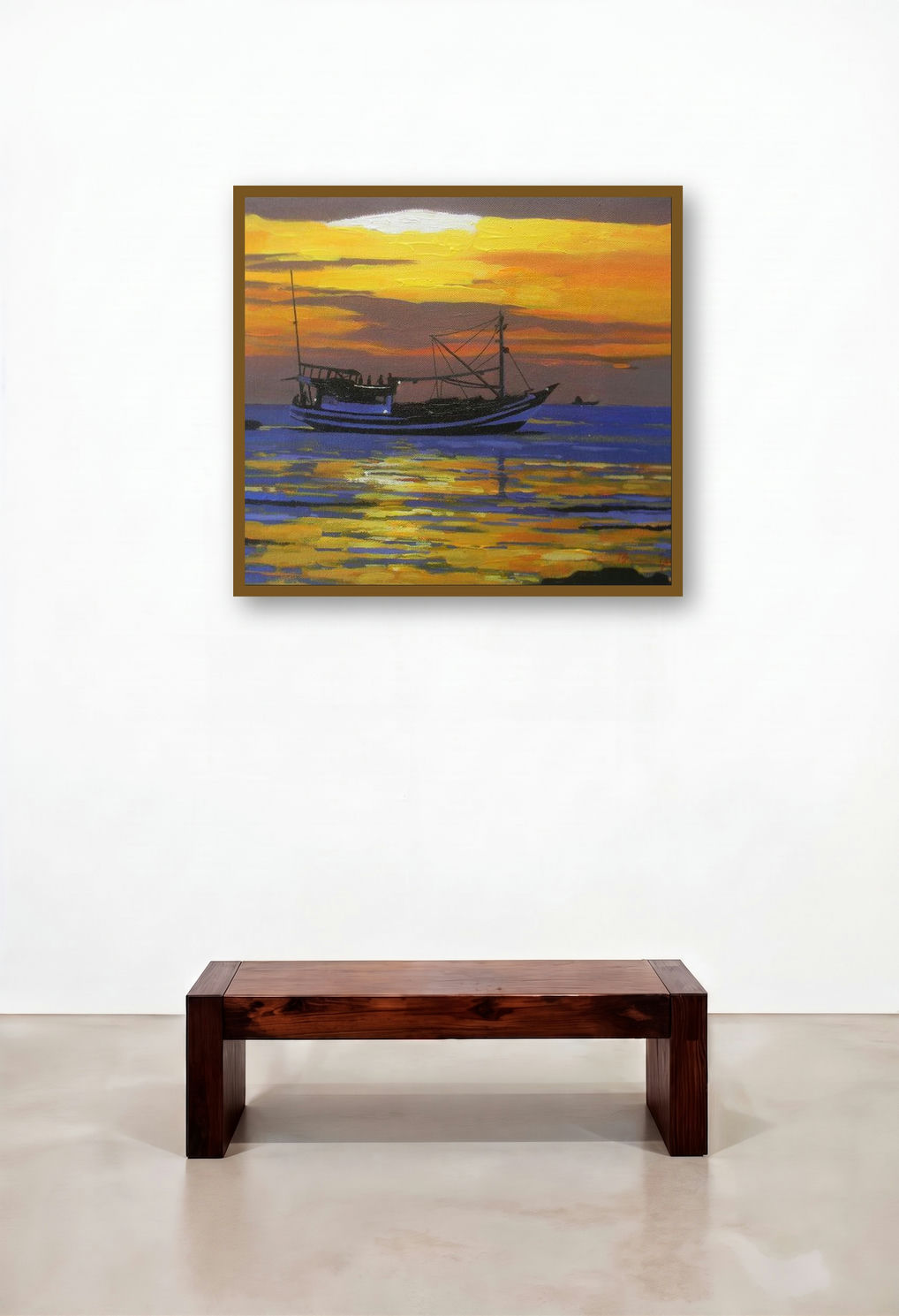New Day New Life (Golden Hour at Sea) by artist Bipul Roy displayed in a Classic Study