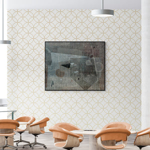 In-situ view of Sunil Yadav's 'New Identity And New Space 2 (Geometric Abstraction in Grey Tones)' painting in a room