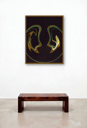Nij Samvad (Cosmic Twins) by artist Atul Padia displayed in a Contemporary Reception Area