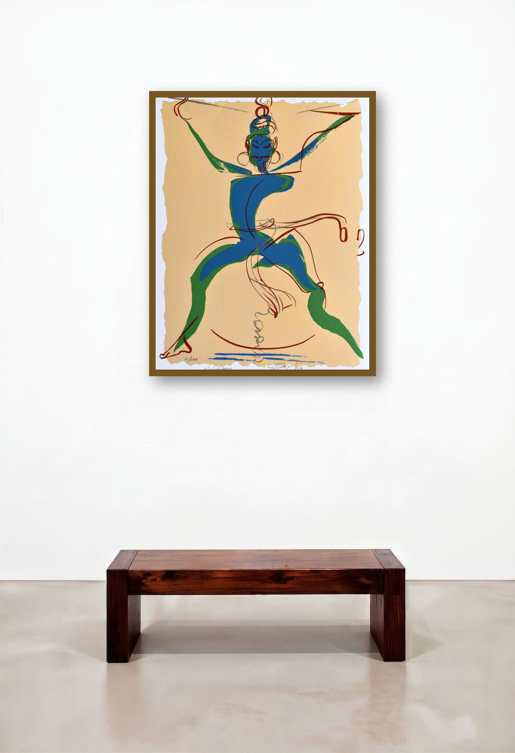 Nilalohitaya (The Eternal Dance) by artist Jatin Das displayed in a Minimalist Living Room