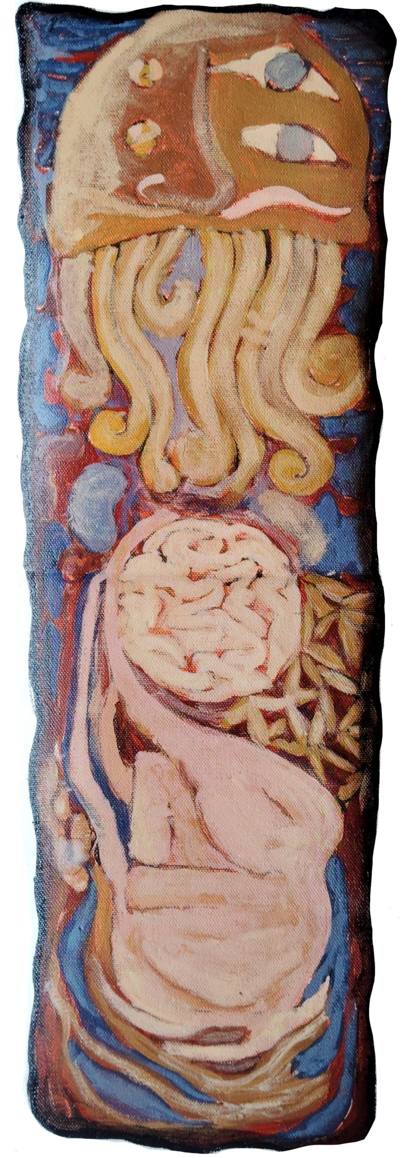 'Nirvana' contemporary mixed-media painting by artist Shyam Koli, 23x9 inch, on canvas