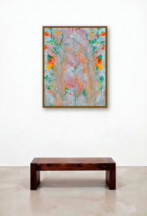 Nirvana (Whispers of Spring: An Abstract Garden) by artist Sumit Mehndiratta displayed in a Classic Reception Area