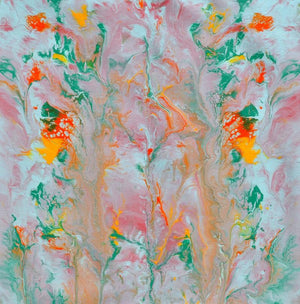 Nirvana (Whispers of Spring: An Abstract Garden) by Sumit Mehndiratta, Original Acrylic Abstract Painting on Canvas, X-Small Square Wall Art