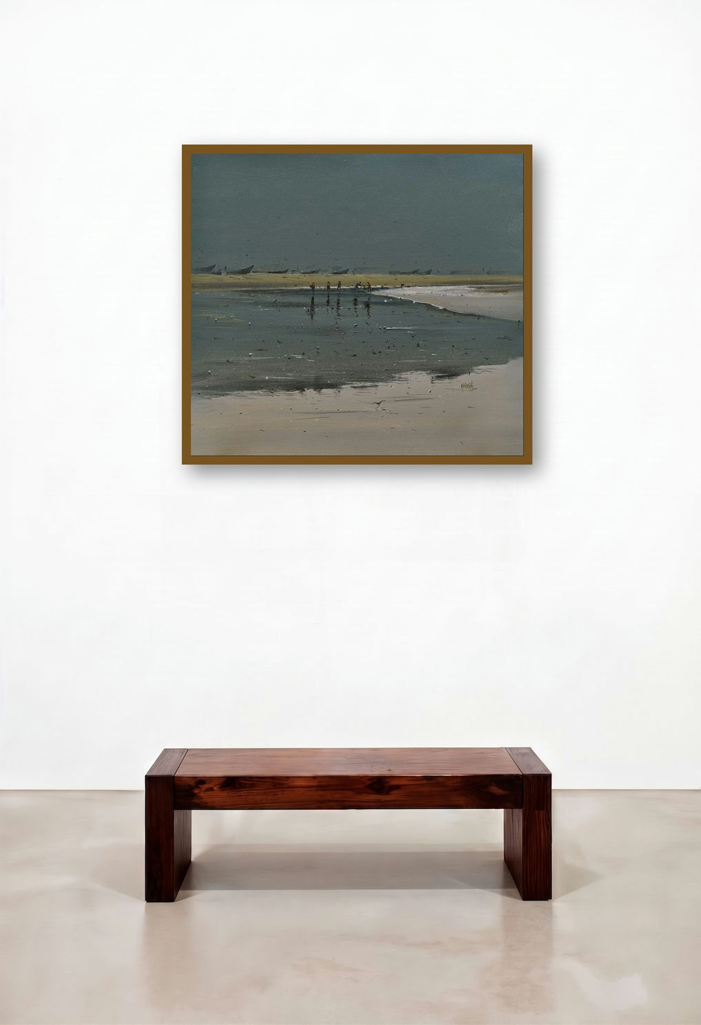 Nivati 1 (Coastal Serenity) by artist Mangesh Shinde displayed in a Luxury Reception Area