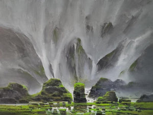 Landscape acrylic painting titled 'Nivati 3', 36x48 inches, by artist Mangesh Shinde on Canvas