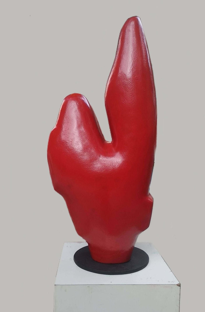 Non Duality' contemporary Fiberglass sculpture by artist Chandan Santra, 36x16 inch, on fiberglass