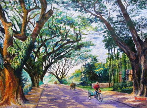 Northbengal (Journey Through North Bengal) by Barun Singh, Original Acrylic Nature Painting on Handmade Paper, Medium Horizontal Wall Art