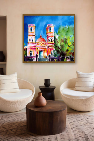 Notre Dame Des Anges (Sacred Hues: A Church in the Sun) by artist Veronique Piaser-Moyen displayed in a Contemporary gallery