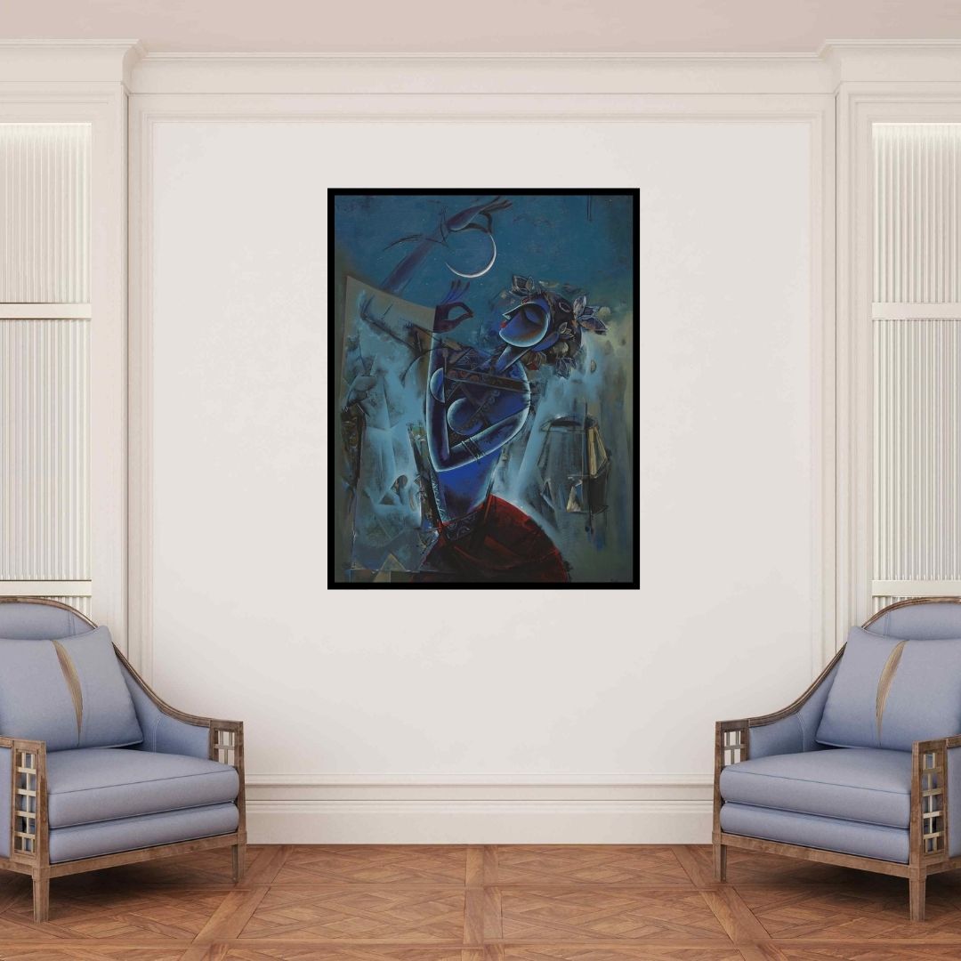 In-situ view of Vishal Phasale's 'Nrutya Chandrika 62' painting in a room