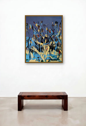 Oblivion (Urban Tapestry**) by artist Ranjith Raghupathy displayed in a Scandinavian Family Room
