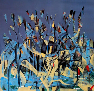 Oblivion (Urban Tapestry**) by Ranjith Raghupathy, Original Acrylic Abstract Painting on Canvas, Medium Square Wall Art