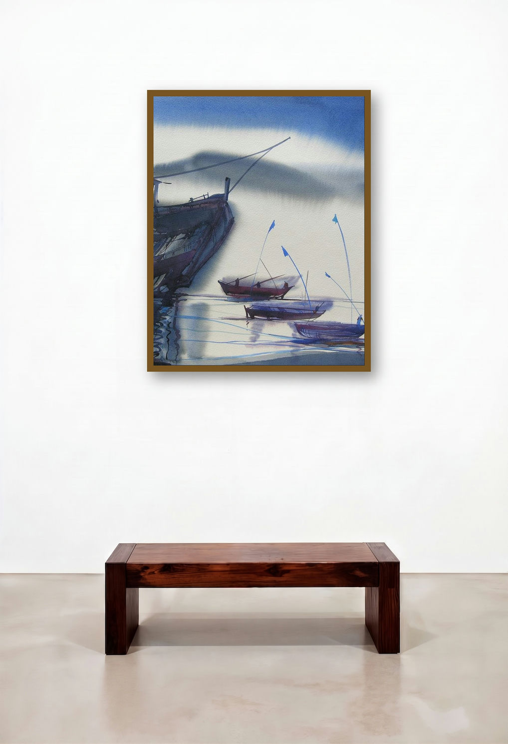 Ocean Moods 19 (Drifting Dreams) by artist Sunil Kale displayed in a Eclectic Home Office